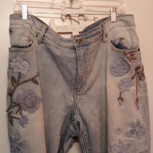 Capri Jean's with embroidery flower designs